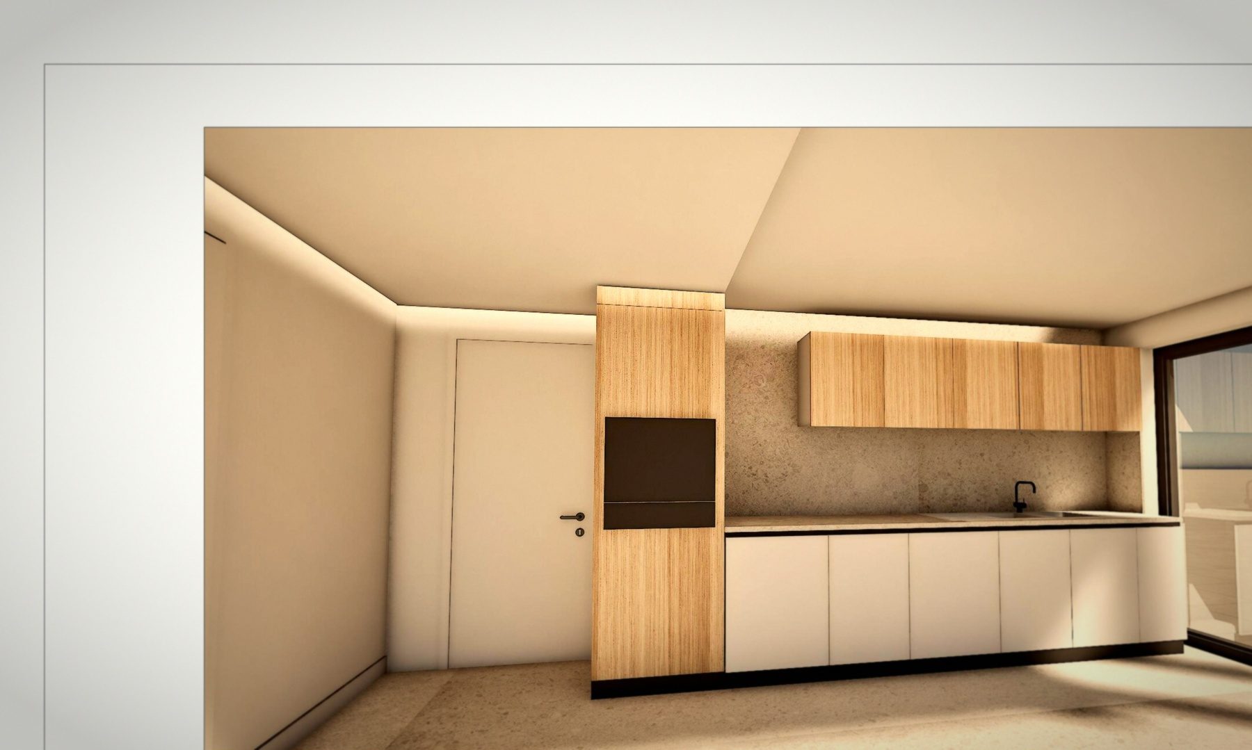 Cuisine Villa Carpe Diem — Gaggenau Série 400, chêne Vicenza, comptoir pierre naturelle